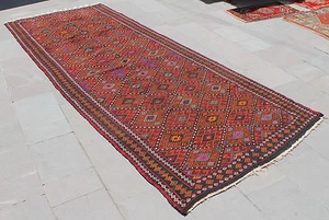 Alfombra turca Kilim 51''x133"" tejida a mano Malatya Cicim Kilim 130x340 cm - Imagen 1 de 12