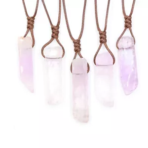 Natural Quartz Chakra Crystal Healing Point Cut Gemstone Pendant Reiki Necklace - Picture 1 of 18
