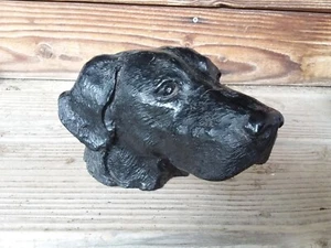 Vintage Schwarz Labrador Retreiver Hundekopf Statue Skulptur Büste Hund Tier Kunst - Bild 1 von 9