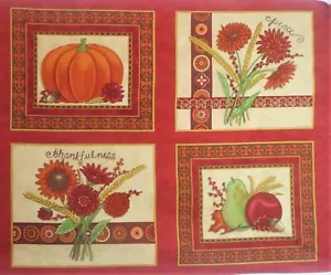 Sugar Spice Harvest Fabric Thanksgiving Pumpkin SIX Block Panel Deb Strain Moda - Picture 1 of 8