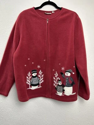 Chaqueta polar Croft & Barrow para mujer talla 1X diseño muñeco de nieve rojo Navidad Invierno Foto 1 de 4