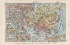 Mapa mapa litografia 1926: Azja I/II. Chiny Rosja Indie Mongolia Japonia