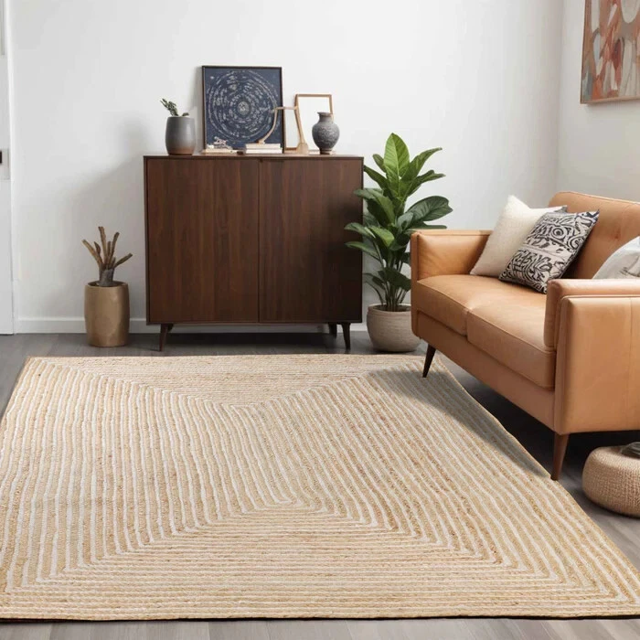 Alfombras reversibles de yute trenzado tejidas a mano para interiores y exteriores o alfombra para corredores Foto 1 de 1