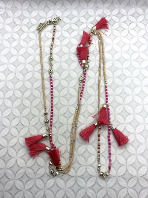 Collar Largo Kendra Scott Augusta en Mezcla de Ágata Rosa Tono Dorado Multi Borla Usado Foto 1 de 4