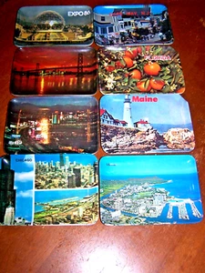 8 Vintage Trinket Trays FLORIDA MAINE CAPE MAY CHICAGO VEGAS SFO EXPO 86 WAIKIK - Picture 1 of 3