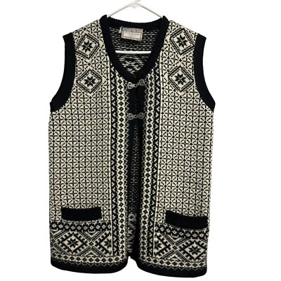 Chaleco Nórdico Grueso Tejido De Colección Años 80 Hecho en Noruega 100% Lana Fairisle M Foto 1 de 4