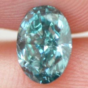 Diamante de forma ovalada elegante color azul suelto real 1,00 quilates certificado SI1 mejorado - Imagen 1 de 7