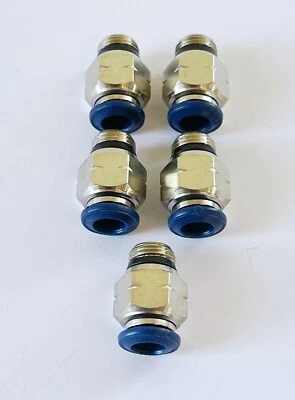 (5) FASTENAL 1/4" Tube X 1/8" NPT Nickel Brass Push-to-Connect Fitting 68444 - Image 1 of 4