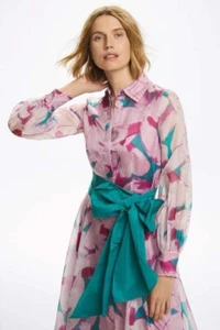 carolina herrera AZALEA PRINT ORGANZA SHIRT DRESS €1335 Size 6 - Picture 1 of 11