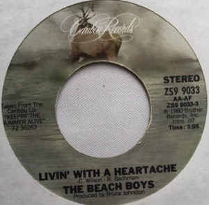 THE BEACH BOYS LIVIN WITH A HEARTACHE 45 7" VINYL RECORD VG+ BRIAN WILSON - Picture 1 of 4