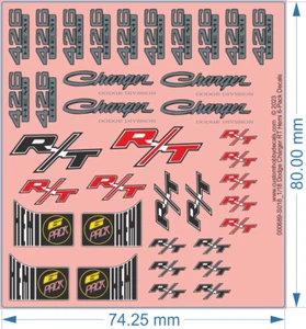 Dodge Charger RT Hemi 6-Pack Decals - 1/8 1/10 1/16 1/18 1/24 1/32 1/43 - WD - Picture 1 of 8
