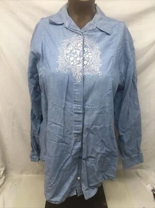 Vintage Hunt Club Damen Hemd mit Knopfleiste Tall Large Western gewebte Paspel blau - Bild 1 von 6