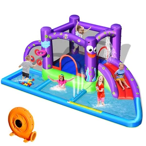 Kids Bounce House Inflatable Water Slide Castle w/750W Blower & Octopus Style - Picture 1 of 8