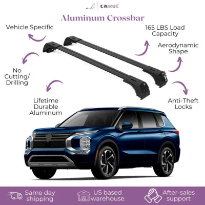 Fits Mitsubishi Outlander 2022-2026 2PCS Roof Rack Cross Bars 165 LBS - Image 1 of 4