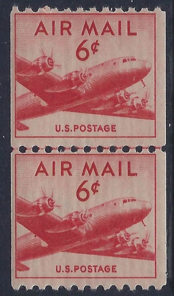 United States, Scott #C41, 6c DC-4 Skymaster, Line Pair, MNH - Image 1 of 1