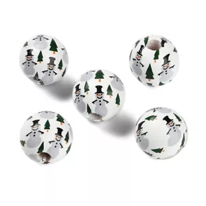 100 pezzi pupazzo di neve 16 mm perline legno tema natalizio legno stampato perline europee bianco - Foto 1 di 3