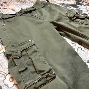 Limited Too Cargo Utility Pants Ring Belt D Ring Pockets Olive Green Girls 12 - Picture 1 of 8