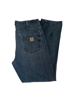 Pantalones de mezclilla Carhartt para hombre 34x31 negros calce relajado rectos ropa de trabajo pesada Foto 1 de 4