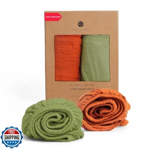 Salt Earth 100 % Bio-Baumwolle Musselin Standard Spannbetttuch, 52"x28", 2  - Bild 1 von 5