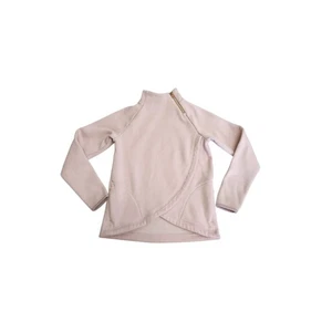 Athleta Girls 7 Pink Fleece-Lined Pullover Sweatshirt W/ Rose Gold Zipper Detail - Picture 1 of 11