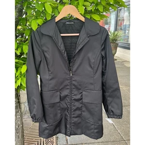 PRADA Black Zip Up Polyester 2 Pocket Women's Coat Made in Bulgaria Sz. 40 Small - Picture 1 of 11