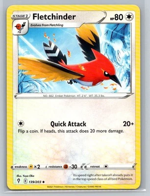 Fletchinder #139/203 SWSH07: Evolving Skies Uncommon - Pokemon Cards G17 - Image 1 of 2