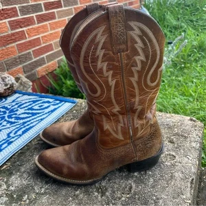 Botas de cuero vaquero del oeste marrón Ariat para hombre talla 10 - Imagen 1 de 11