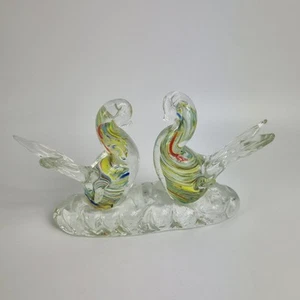 mundgeblasene Murano Glas Ornament Figur 2 Vögel ca. 6x4" - Bild 1 von 7