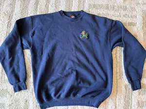 VTG Notre Dame Fighting Irish Sweatshirt Men XL Navy Blue NCAA Football Crewneck - Picture 1 of 3