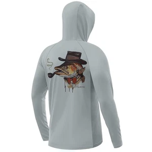 Fishing Hoodie for Men Long Sleeve Sun Protection UV UPF 50+ Shirts(Gray/Big ... - Picture 1 of 6