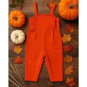 Janie and Jack Orange Ruffle Strap Romper | Infant 6–12 Months | NWT - Picture 1 of 11