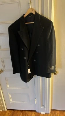 VINTAGE BILL BLASS 100% Camel Hair Black Coat Blazer Approx. Size 44 Made in USA - Image 1 of 4