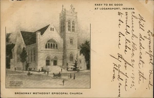 Logansport,IN Broadway Methodist Church c1907 Cass County Indiana Postcard - Picture 1 of 2