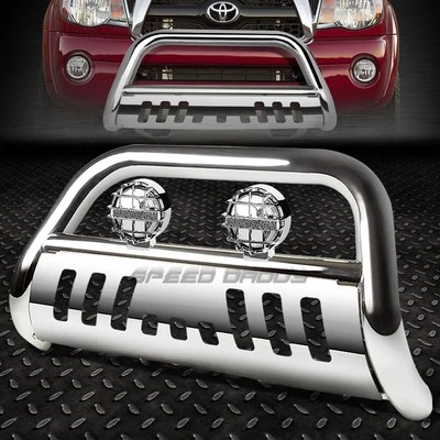 CHROME 3" BULL BAR GRILLE GUARD+CHROME FOG LIGHT FOR 05-15 TOYOTA TACOMA 2WD/4WD - Image 1 of 4