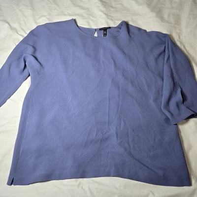Blusa Eileen Fisher 100 % seda mangas 3/4 con aberturas periwinkle ojo de cerradura trasero nueva con etiquetas Foto 1 de 4