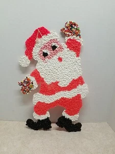 Vintage geschmolzener Kunststoff Popcorn Weihnachtsmann 19" Weihnachten, Urlaub - Bild 1 von 7