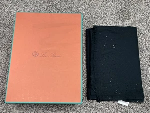 NEW RARE Loro Piana Womens Black Baby Cashmere Sequence Shawl Scarf With Box - Picture 1 of 16
