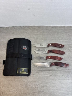 Juego de 4 cuchillos de caza/vestidos de campo Browning RMEF Rocky Mountain Elk Foundation Foto 1 de 4