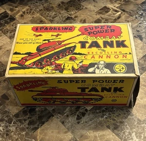 VINTAGE MARX SPARKLING SUPER POWER COMBAT TANK SOLO SCATOLA - Foto 1 di 8