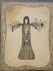 NEW GUARDIAN ANGEL 8X10 FOLK ART PRINT BY CINDY SHAMP VINTAGE 2000 - Picture 1 of 3