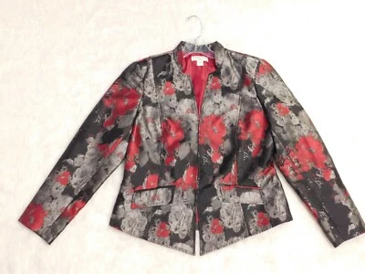 Blazer feminino Coldwater Creek tamanho 12 vermelho/preto/cinza - Imagem 1 de 3