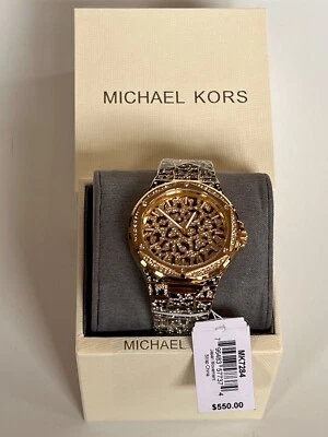 Michael Kors MK7284 Lennox Animal Pavé Gold-Tone Womens Watch BNWT Gift Box $550 - Image 1 of 4