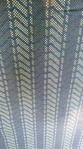 Herman Miller "Foothills Cobalt" Navy/White Modern Herringbone Stripe Wool Blend - Picture 1 of 3