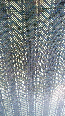 Herman Miller "Foothills Cobalt" Navy/White Modern Herringbone Stripe Wool Blend - Image 1 of 3