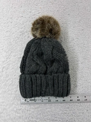Gorro H&M Toque Feminino Tamanho Único Malha Cinza Mistura de Lã Acrílica Inverno Ski Pom - Imagem 1 de 4