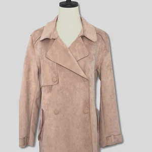 ZARA BASIC (L) Faux Suede Jacket Pockets Snaps Dusty Pink - Picture 1 of 7
