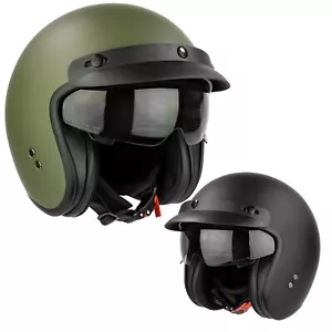 MIDA MV-7 Open Face DVS Removable 3 Stud Peak Motorcycle Motorbike Helmet - Picture 1 of 27