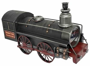45cm Metal Steam Train Money Box & Clock – Kids' Vintage Decor - Picture 1 of 3