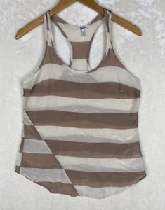 Splendid Tank Top Womens Medium Stripe Cotton Silk Blend Semi Sheer Summer Beach - Picture 1 of 11
