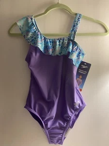 Speedo Youth 1-piece Swimsuit Purple W/ Ruffle Size XS NWT FREE SHIPPING - Picture 1 of 3